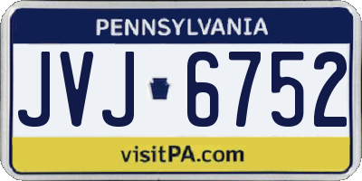 PA license plate JVJ6752