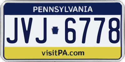 PA license plate JVJ6778