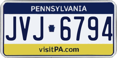 PA license plate JVJ6794