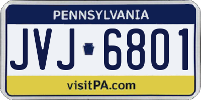 PA license plate JVJ6801