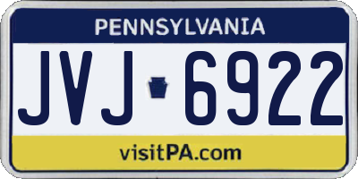 PA license plate JVJ6922