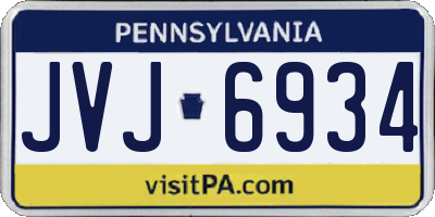 PA license plate JVJ6934