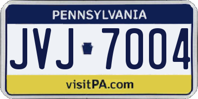 PA license plate JVJ7004
