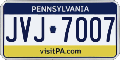 PA license plate JVJ7007