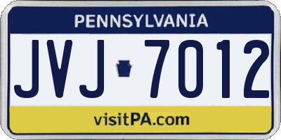 PA license plate JVJ7012