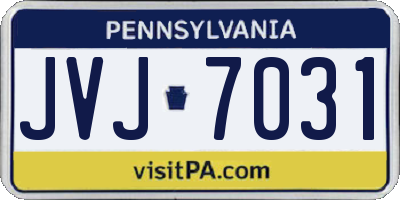 PA license plate JVJ7031
