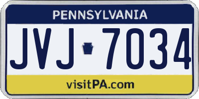 PA license plate JVJ7034