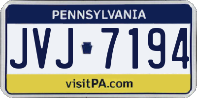 PA license plate JVJ7194