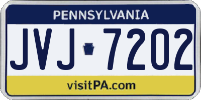 PA license plate JVJ7202