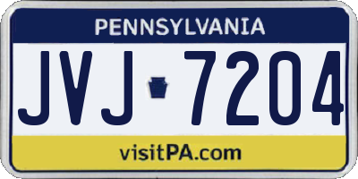 PA license plate JVJ7204