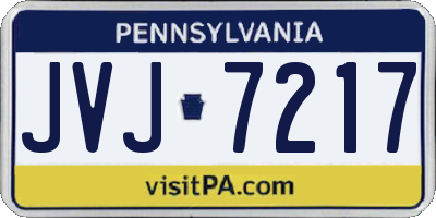 PA license plate JVJ7217