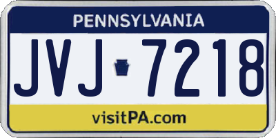 PA license plate JVJ7218