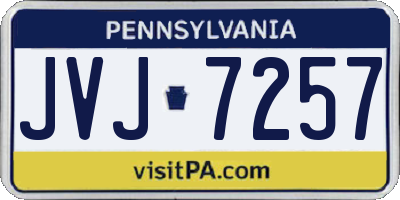 PA license plate JVJ7257