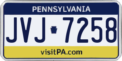 PA license plate JVJ7258
