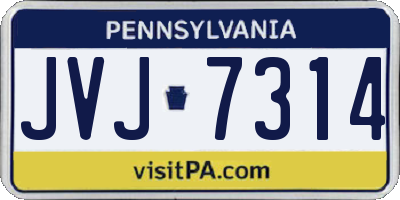PA license plate JVJ7314