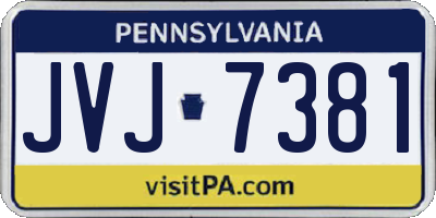 PA license plate JVJ7381