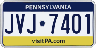 PA license plate JVJ7401