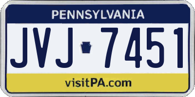 PA license plate JVJ7451