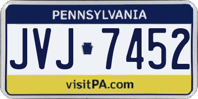 PA license plate JVJ7452