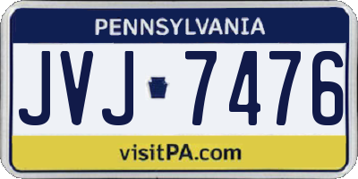PA license plate JVJ7476