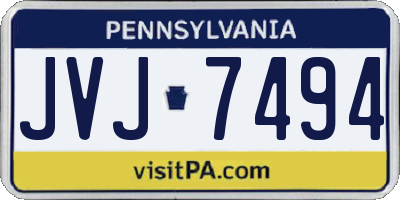 PA license plate JVJ7494