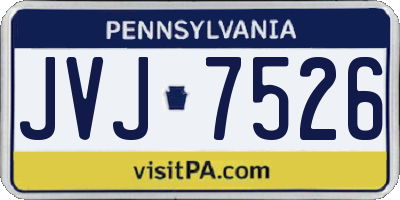 PA license plate JVJ7526