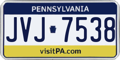PA license plate JVJ7538
