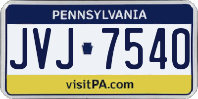 PA license plate JVJ7540