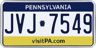 PA license plate JVJ7549
