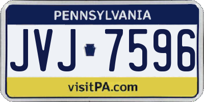 PA license plate JVJ7596