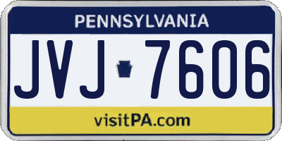 PA license plate JVJ7606