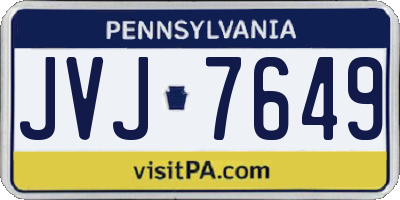 PA license plate JVJ7649