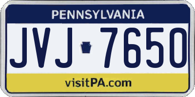 PA license plate JVJ7650