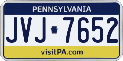 PA license plate JVJ7652