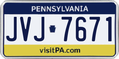 PA license plate JVJ7671