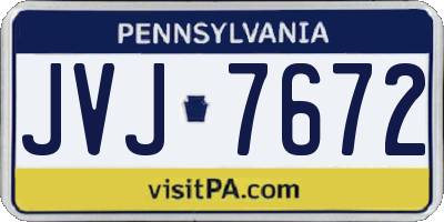 PA license plate JVJ7672