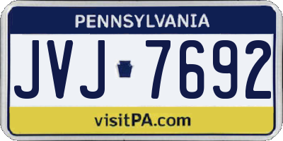 PA license plate JVJ7692