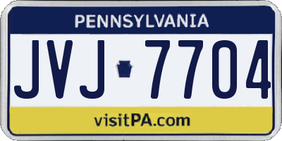 PA license plate JVJ7704