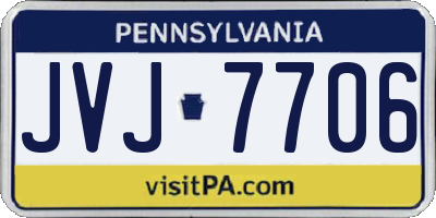 PA license plate JVJ7706