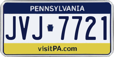 PA license plate JVJ7721