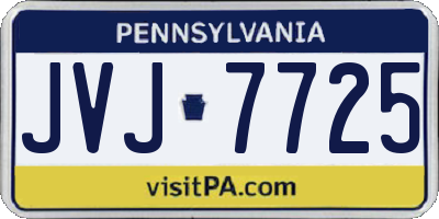 PA license plate JVJ7725