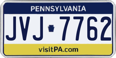 PA license plate JVJ7762