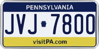 PA license plate JVJ7800