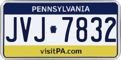 PA license plate JVJ7832