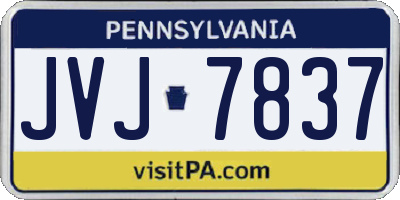 PA license plate JVJ7837