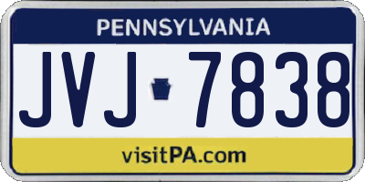 PA license plate JVJ7838