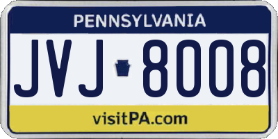 PA license plate JVJ8008