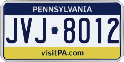 PA license plate JVJ8012