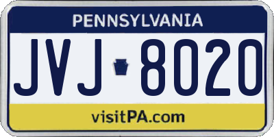 PA license plate JVJ8020