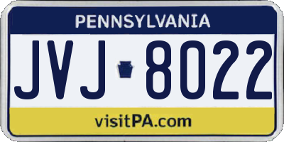 PA license plate JVJ8022